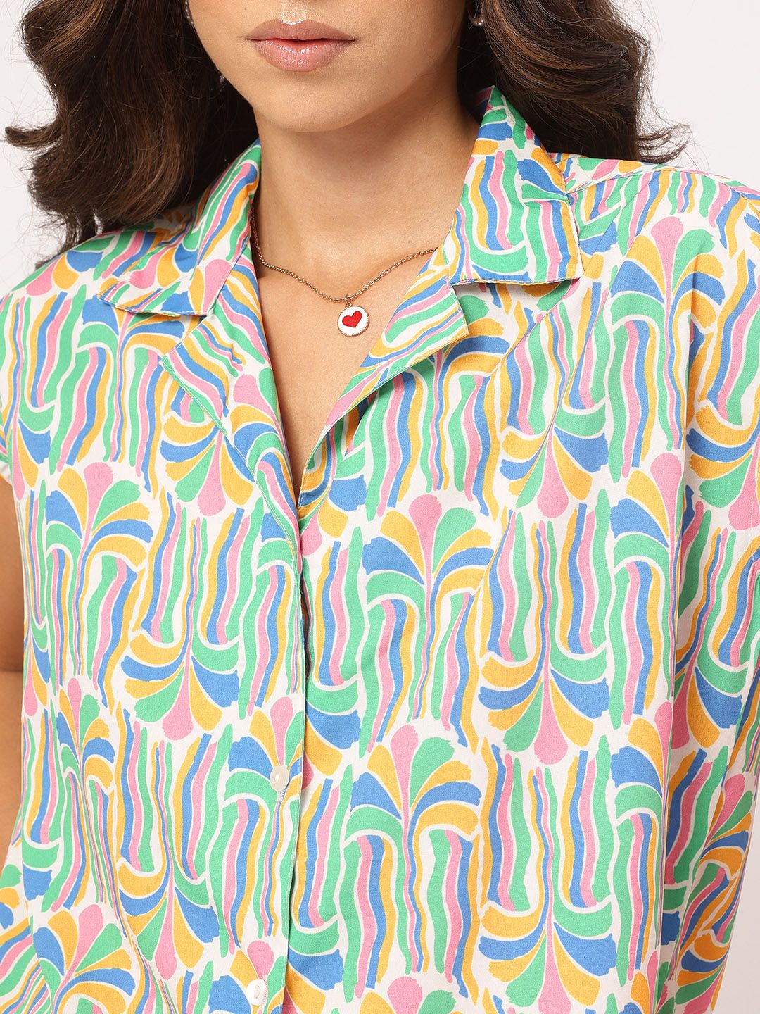 DressBerry Mood Booster Abstract Print Cuban Collar Shirt