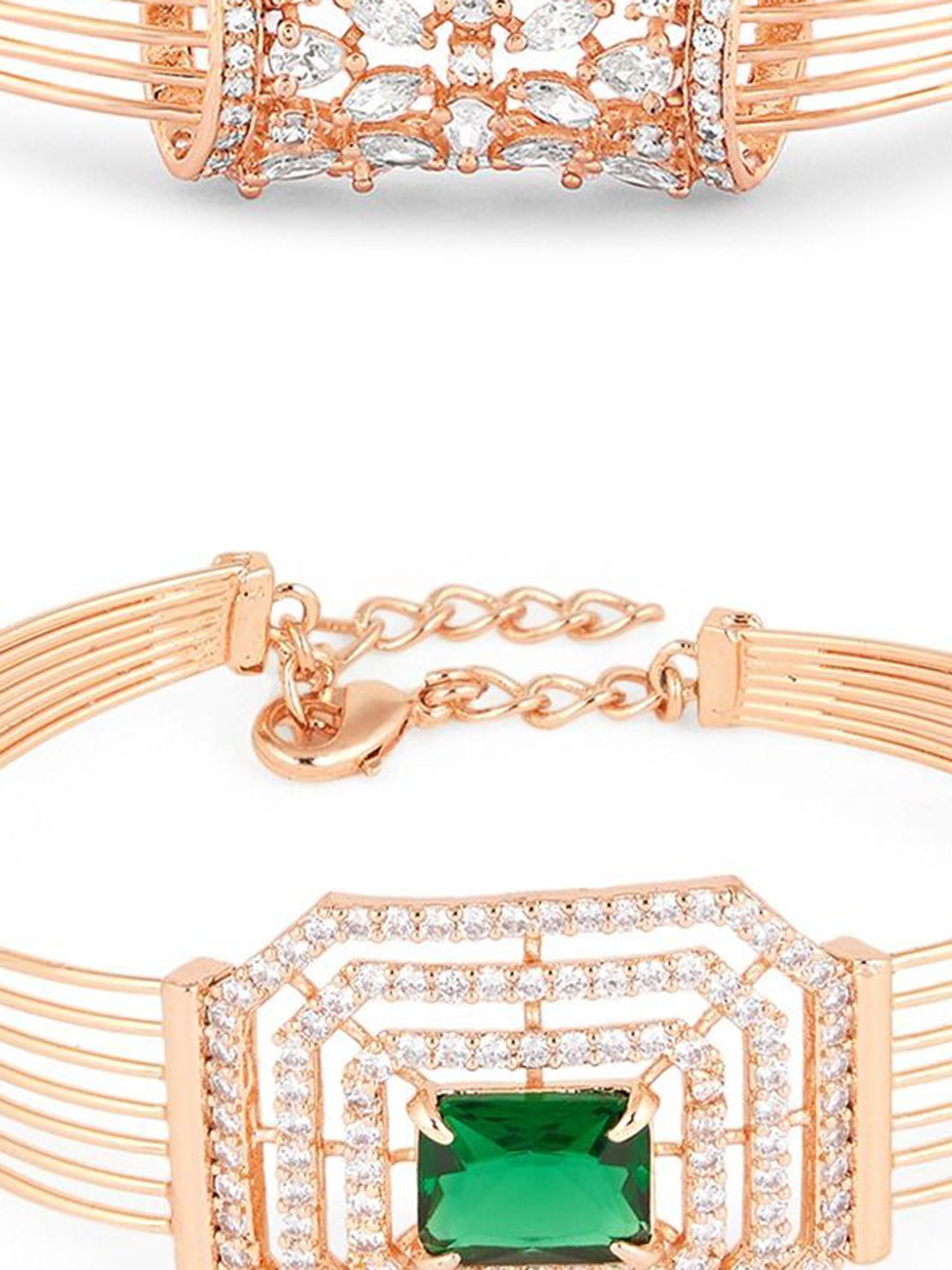 Set Mutiara Zaveri 2 Gelang Kada Cubic Zirconia Bersalut Emas Rose