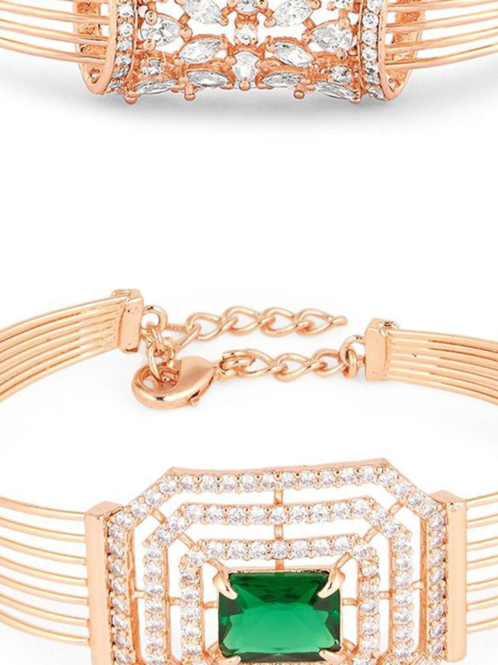Set Mutiara Zaveri 2 Gelang Kada Cubic Zirconia Bersalut Emas Rose