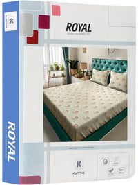 KLOTTHE Yellow & Orange Floral Printed 400 TC Cotton King Bedsheet Set 2.50 m x 2.25 m