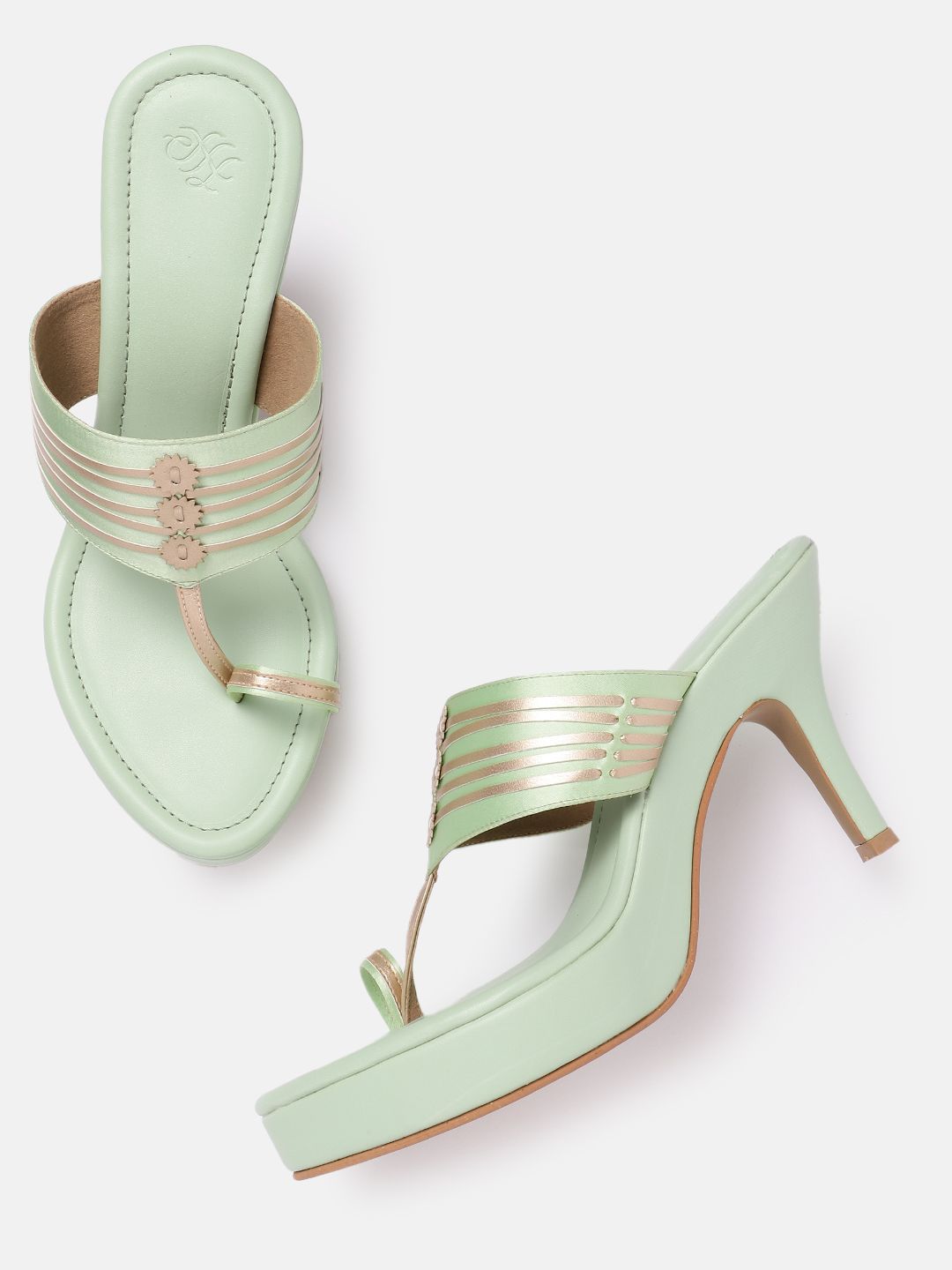 House of Pataudi Open Toe Woven Design Slim Heels