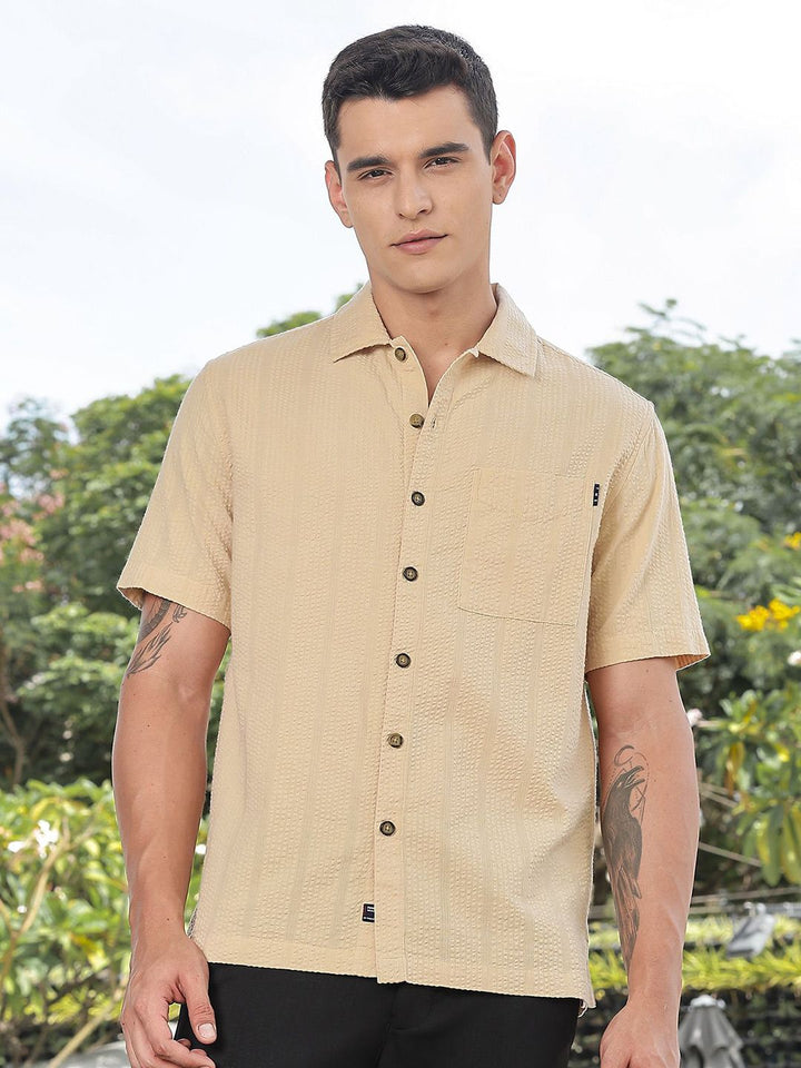 Thomas Scott Men's Premium Seersucker Cotton Casual Shirt
