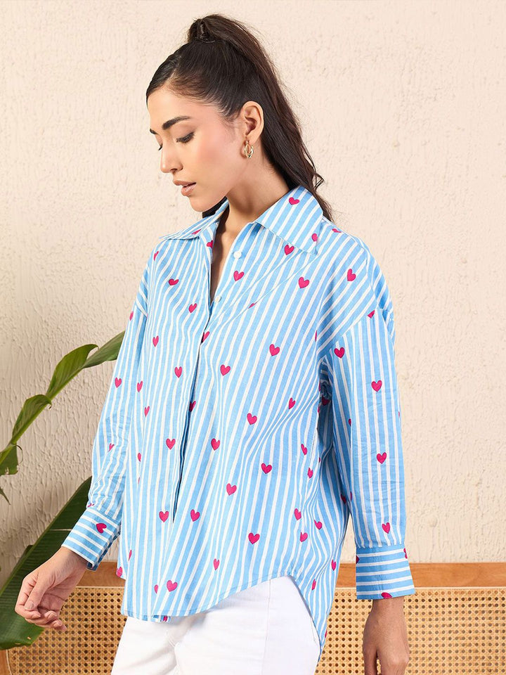 Uptownie dicetak baju kapas asimetri