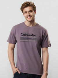 ADRO Typography Printed Round Neck Cotton T-shirt