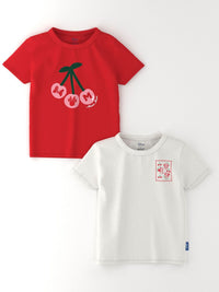 Nauti Nati Girls Pack of 2 Multi Disney Minnie Mouse Cherry Pop Printed T-Shirts