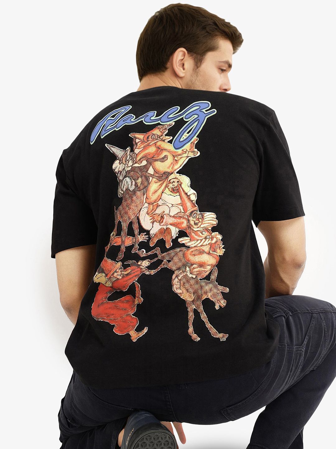 RARE RABBIT Men Printed Applique T-shirt