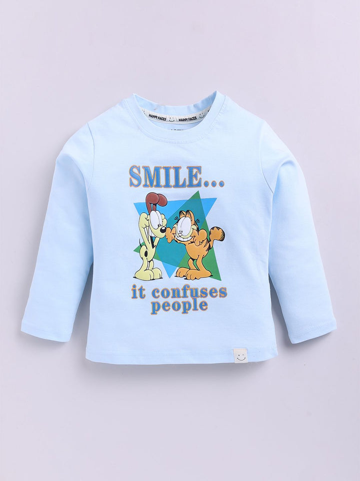 Happy Faces Boys Garfield Printed Pure Cotton T-shirt