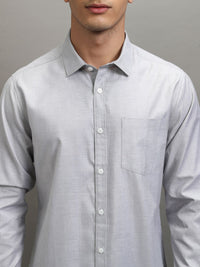 Highlander Men Light Grey Solid Slim Fit  Formal Shirt
