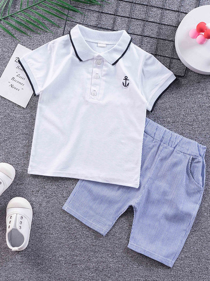 YK Boys Polo Collar T-Shirt With Shorts