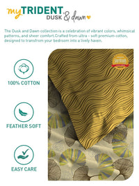 MYTRIDENT Dandelion Yellow Dusk & Dawn Flat 144TC Queen Cotton Bedsheet & 2 Pillow Covers