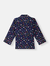 Nauti Nati Boys Star Printed Lapel Collar Neck Shirt and Matching Pants Nightsuit