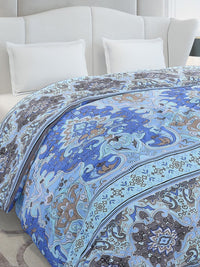 Monte Carlo Blue & White Ethnic Motifs Mild Winter 210 GSM Double Bed Duvet Cover