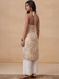 Rumah Wanita Chikankari Floral Sulam Halter Leher Chikankari Indie Florals Kurta