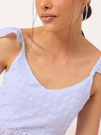 DressBerry Simply Stated Dobby Weave Ruffled Sleeves Back Lace-Up Peplum Top