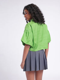 DressBerry Glam Cute Puffed Sleeves Boxy Crop Shirt