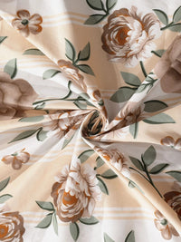 Myntra Elegant Homes Brown & White Floral 300 TC Single Bedsheet with 1 Pillow Covers