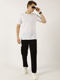 Thomas Scott Men Cotton Solid Smart Easy Wash Cargo Trousers