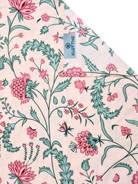 KLOTTHE Beige Floral Printed 300 TC King Bedsheets