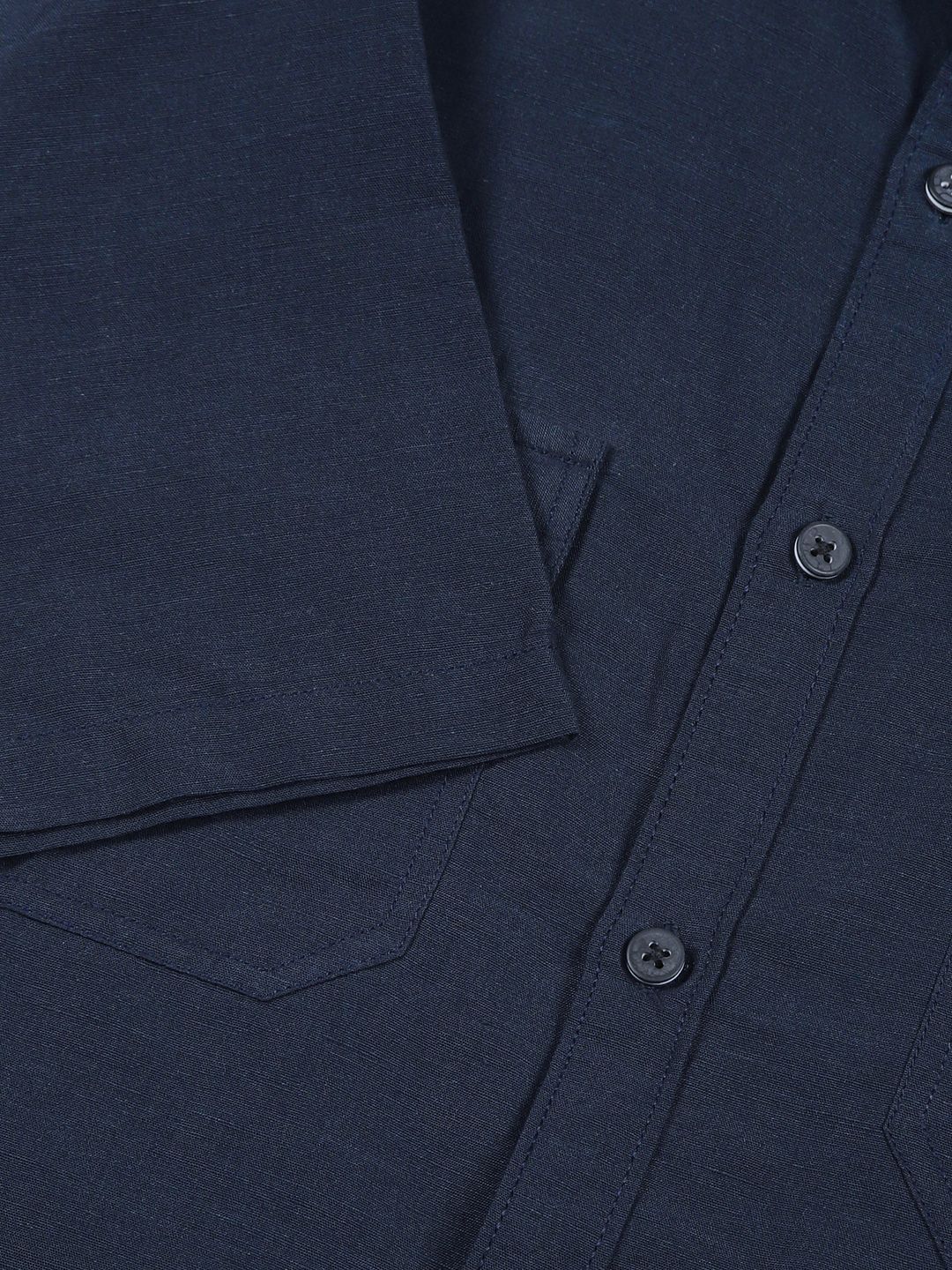 Thomas Scott Men Classic Slim Fit Spread Collar Solid Linen Casual Shirt