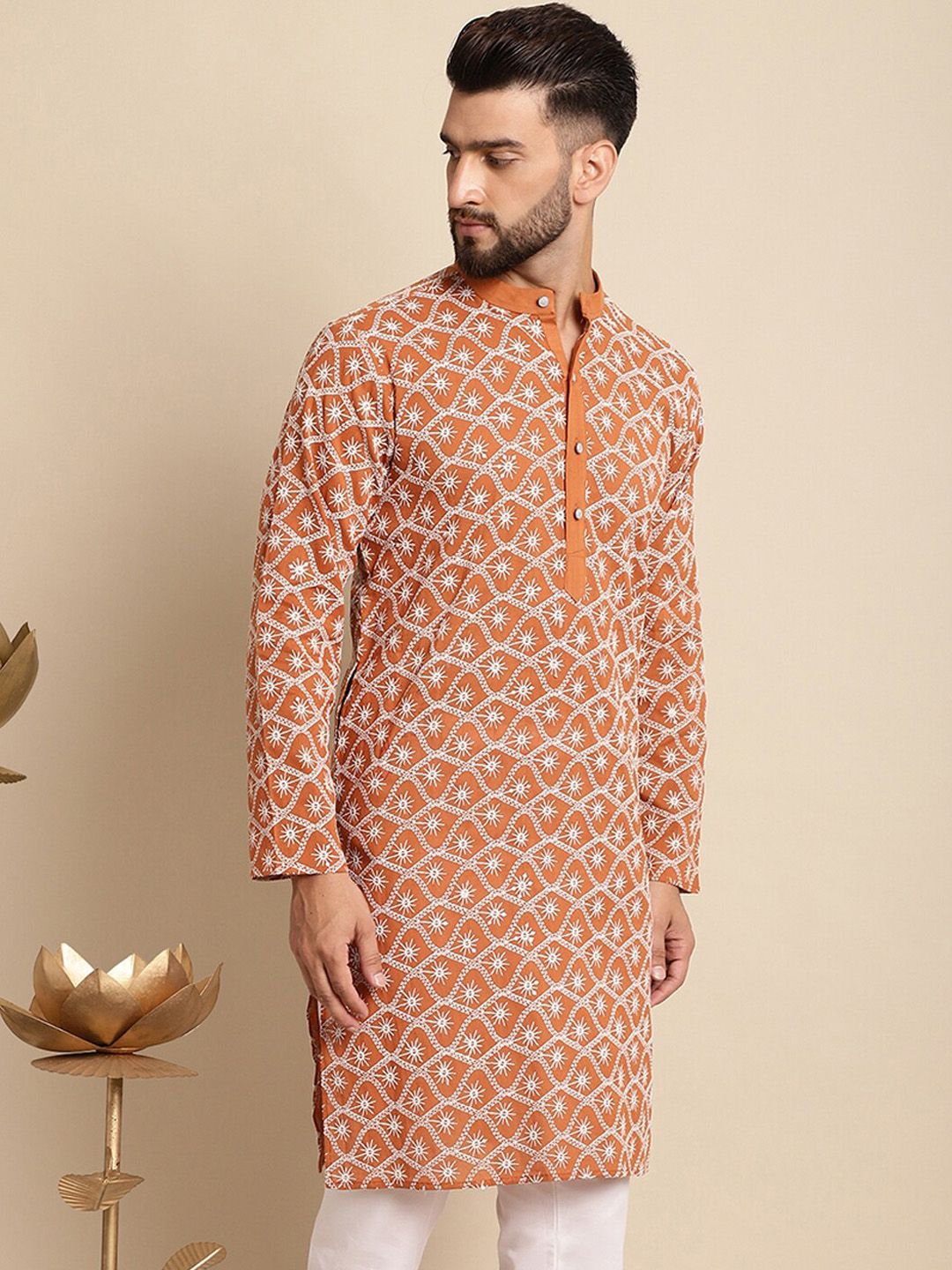 Motif Etnik Anouk Sulam Kolar Band Kapas Kurta Biasa