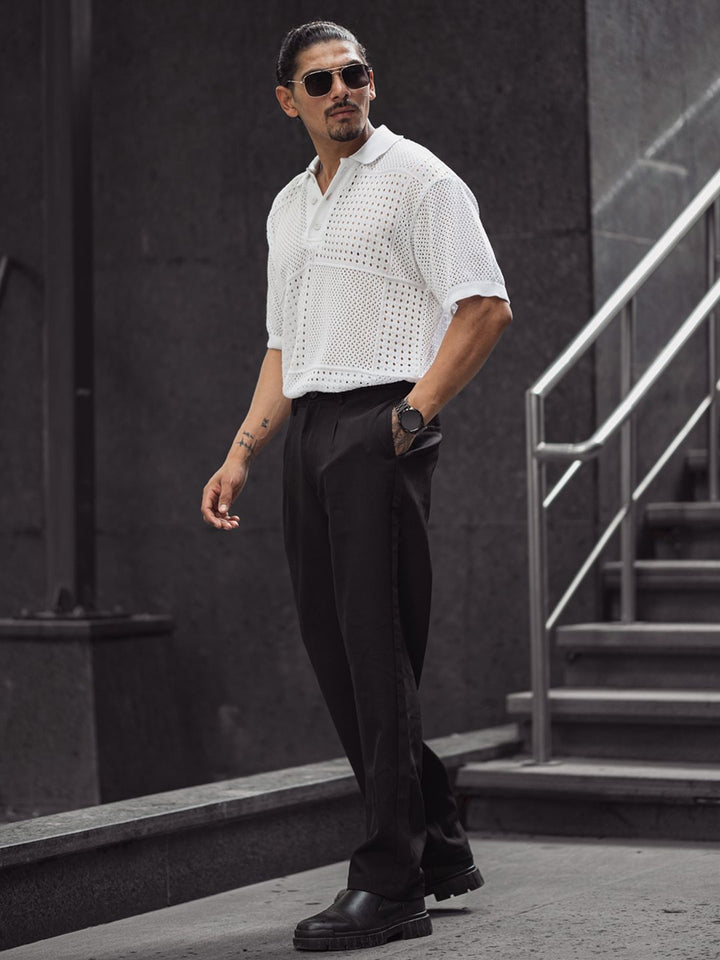 Powerlook Men Polo Collar Drop-Shoulder Sleeves T-shirt