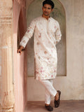 Jompers Men Ethnic Motifs Embroidered Regular Chikankari Kurta with Pyjamas
