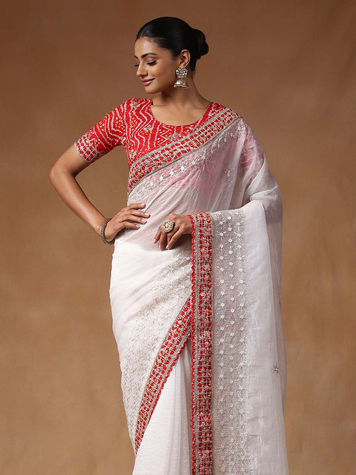 Saree mall Floral Embroidered Sequinned Tissue Sarees