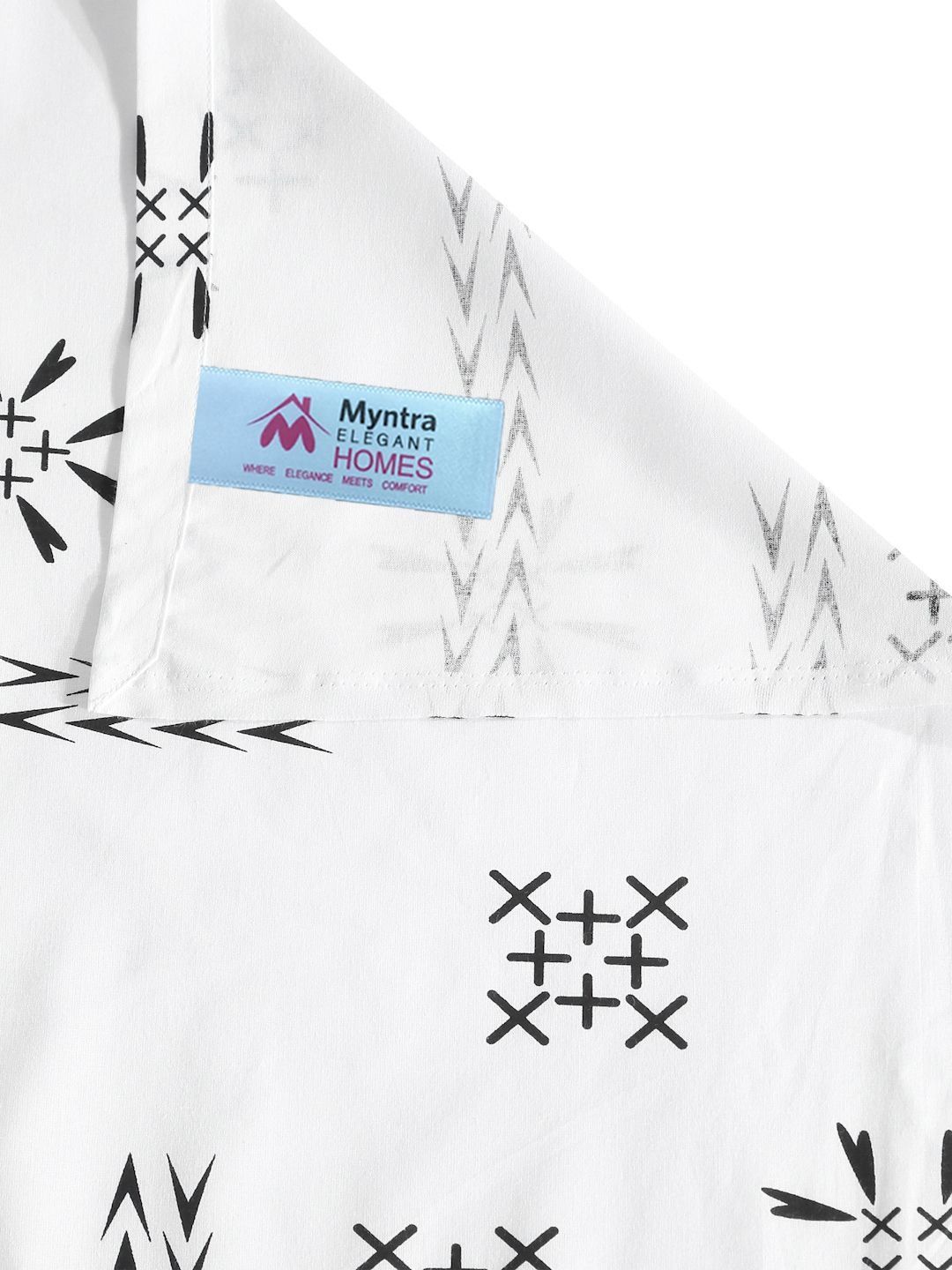 Myntra Elegant Homes White Geometric 400 TC Super King Bedsheet with 2 Pillow Covers