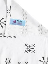Myntra Elegant Homes White Geometric 400 TC Super King Bedsheet with 2 Pillow Covers