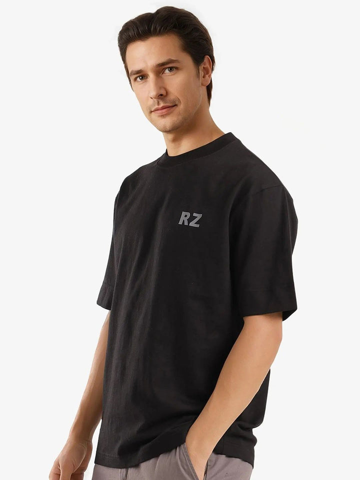 RARE RABBIT Men Typography Printed Round Neck Cotton Oversized T-shirt