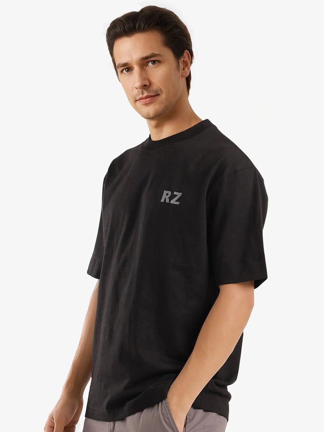 RARE RABBIT Men Typography Printed Round Neck Cotton Oversized T-shirt