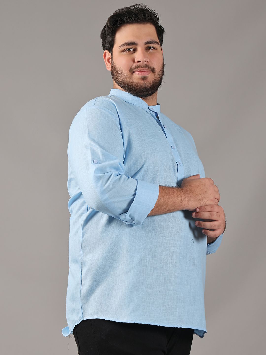 SOJANYA PLUS Size Band Collar Cotton Straight Kurta