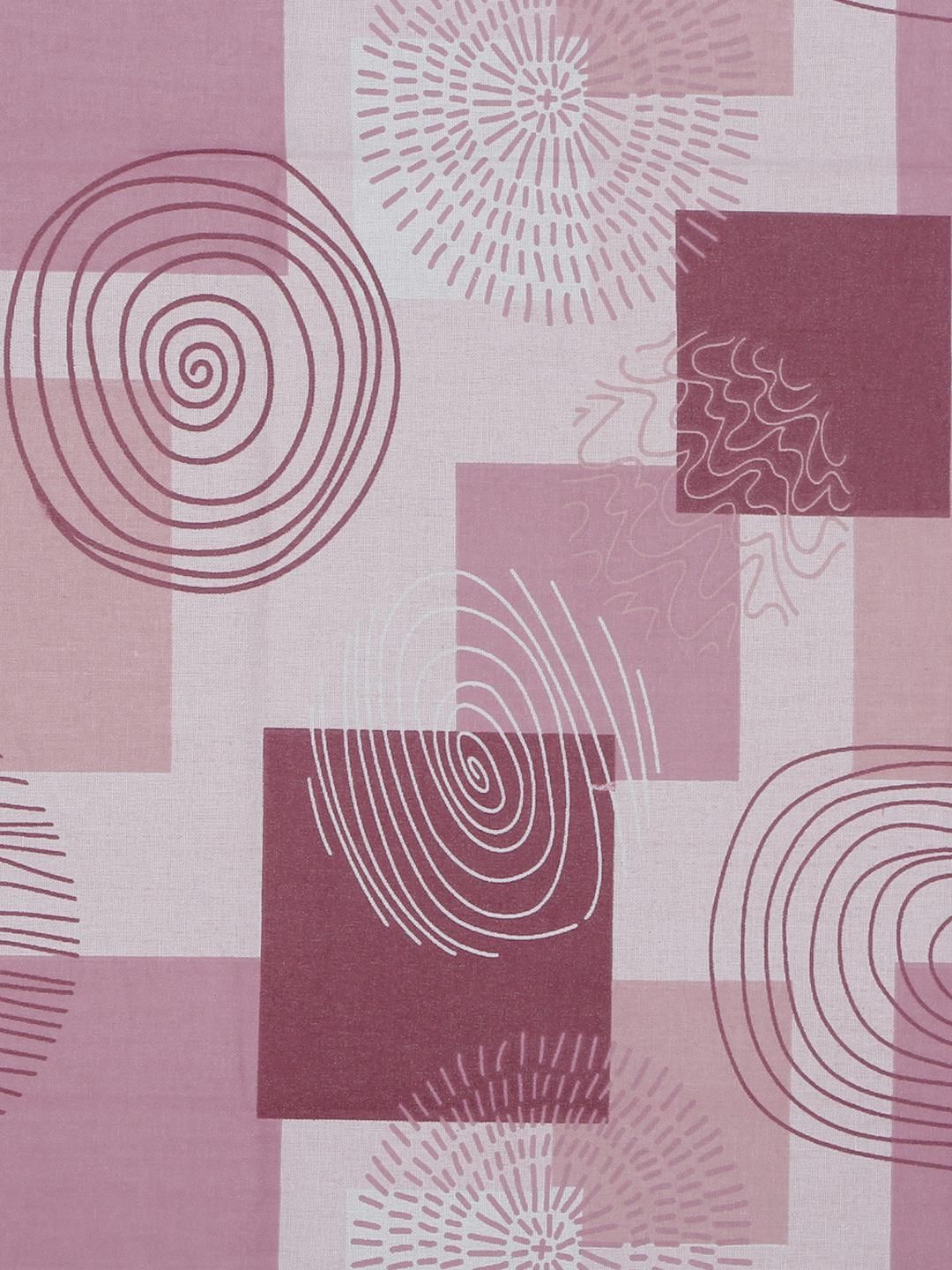 KLOTTHE Pink Geometric Printed Fitted 400 TC Cotton King Bedsheet & 2 Pillow Covers