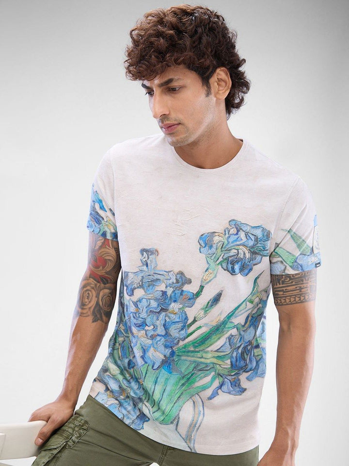 SPYKAR Men Floral Printed Round Neck Cotton T-shirt
