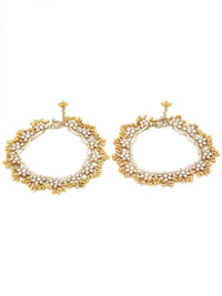 Set Karatcart dari 2 Anklets Kundan Putih berlapis emas