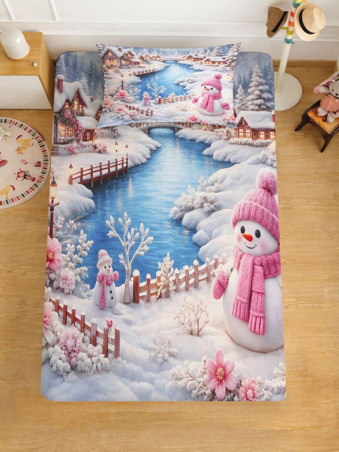 KLOTTHE White Cartoon Characters Polycotton Regular 300 TC Single Fine Bedsheets
