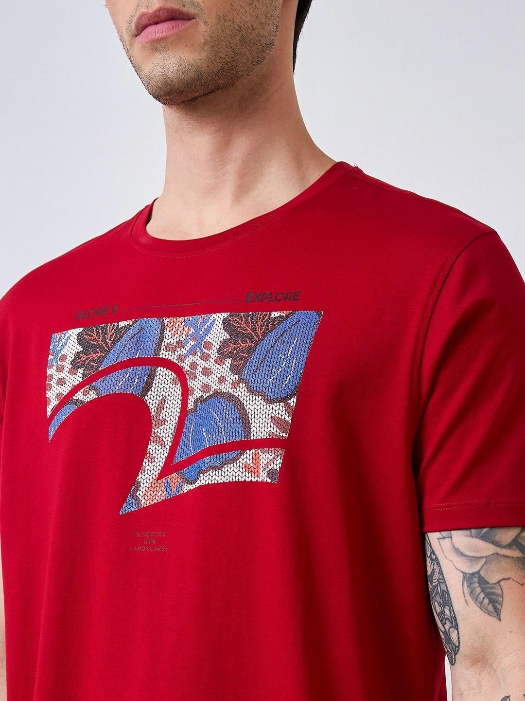 SPYKAR Men Biker Applique Slim Fit T-shirt
