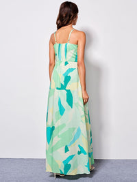 AND Women Tropical Print Shoulder Straps Sleeveless Maxi Dress