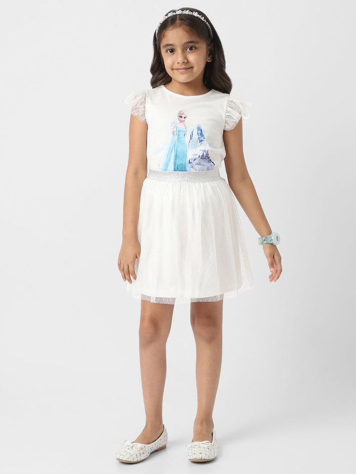 NautiNati Disney Frozen Elsa Girls Party Wear Set of Top and Tulle Skirt
