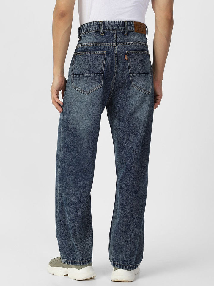 Urbano Fashion Men Loose Relaxed Fit Heavy Fade Jeans