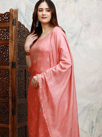 Vishudh Floral Printed Round Neck Straight Kurta with Trousers & Dupatta