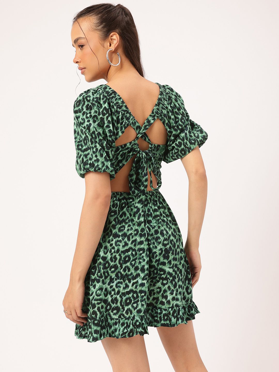 DressBerry Feminine Flair Printed Smocked  Fit & Flare Dress
