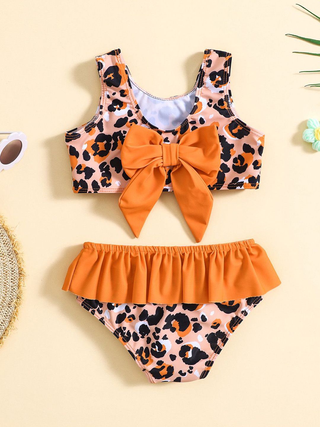 YK Girls Printed Round Neck Swimset