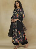 Mamicha Women Floral Printed Regular Thread Work Kurta with Palazzos & With Dupatta