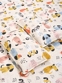 KLOTTHE Cartoon Character Fitted 300 TC King Bedsheet & 2 Pillow Covers- 2.50 m x 2.25 m