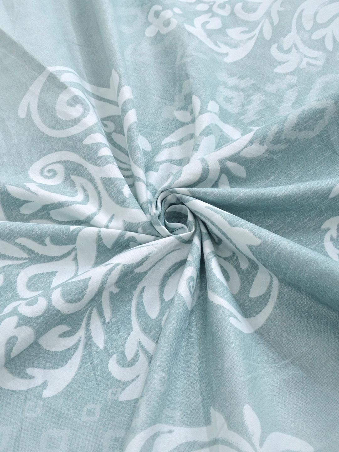 KLOTTHE Green Polycotton Floral Fine Flat 300 GSM King Bedsheets
