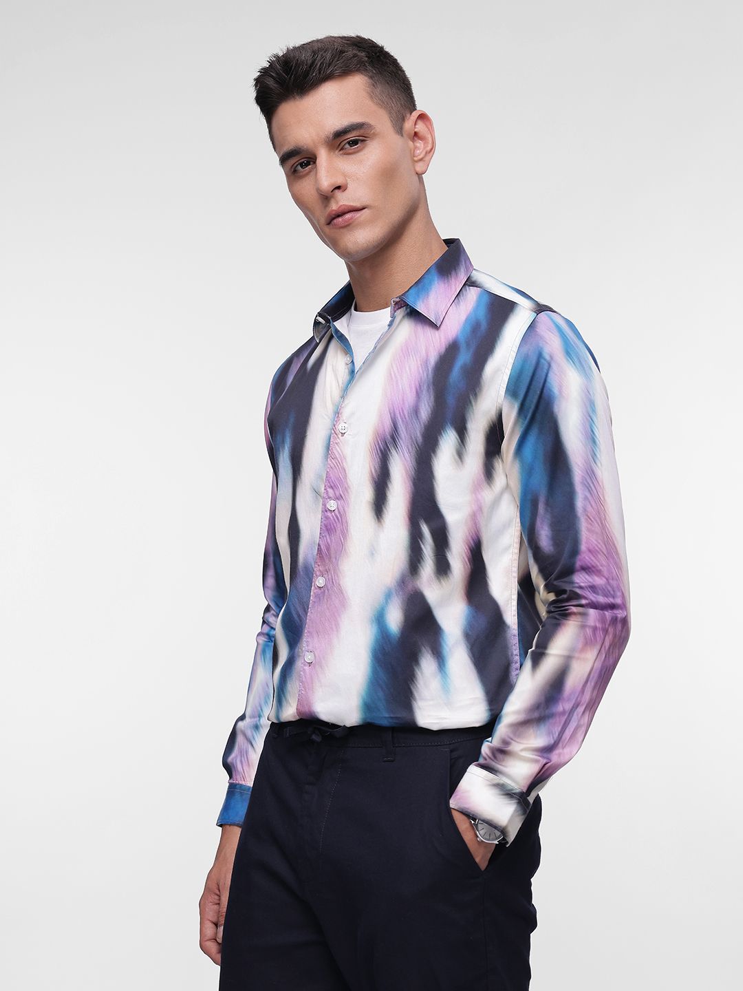 French Connection Slim Fit Abstract Printed Pure Cotton Casual Shirt