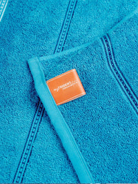 MYTRIDENT Teal & White Striped Cotton 450 GSM Bath Towel