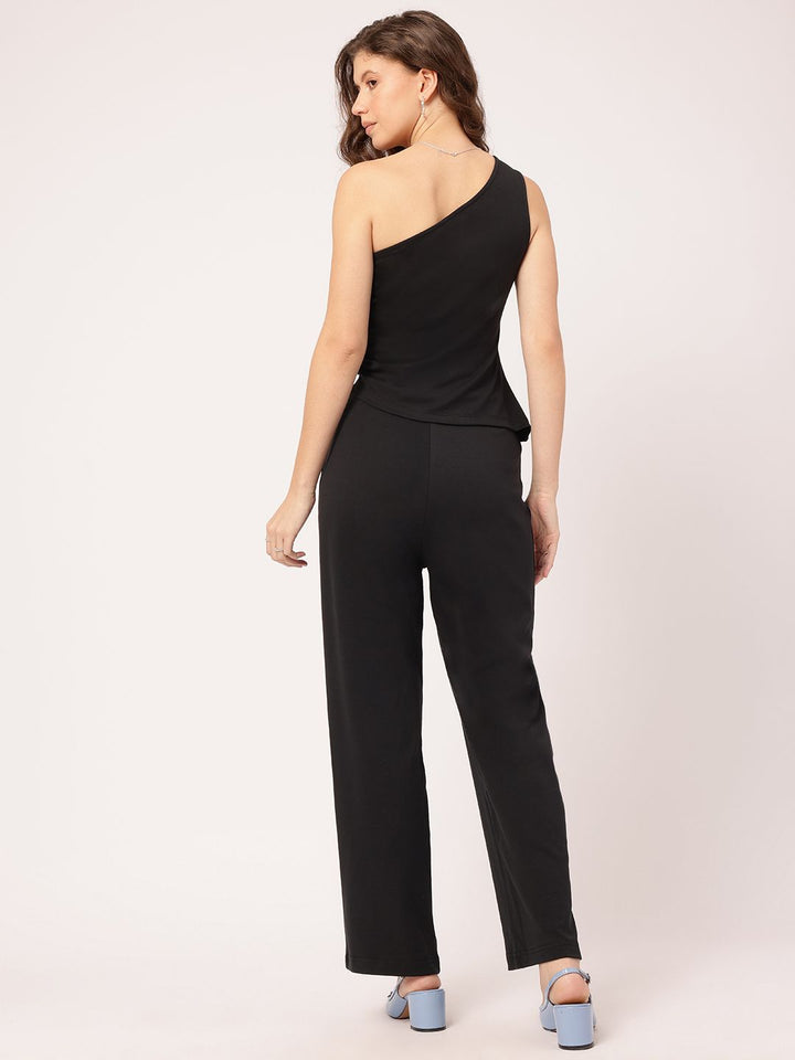 DressBerry Soft Streetwear Ruched One Shoulder Flared Leg Co-Ords