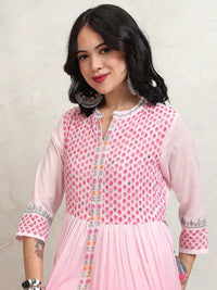Vishudh Embroidered Ombre Tiered Maxi Ethnic Dress